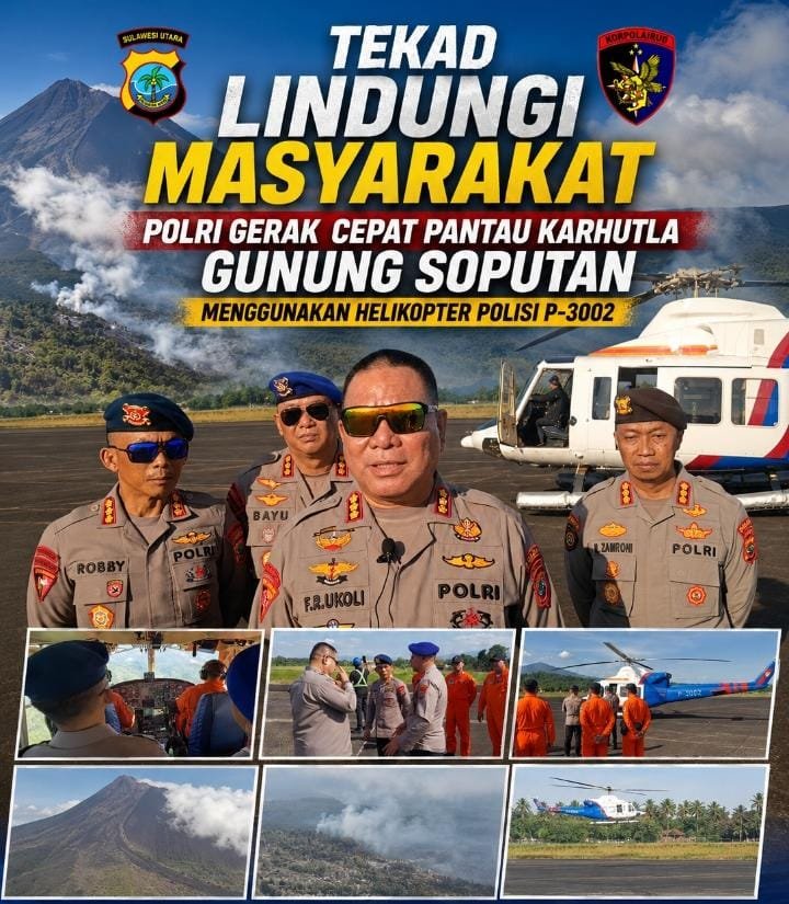 Helikopter Polri Pantau Karhutla Gunung Soputan, Polda Sulut Pastikan Titik Api Padam
